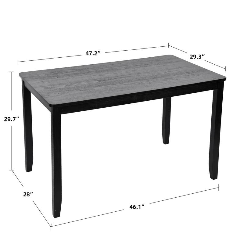 5-Piece Solid Wood 47"L Dining Table Sets (1 Table+ 4 Slat Back Chairs)