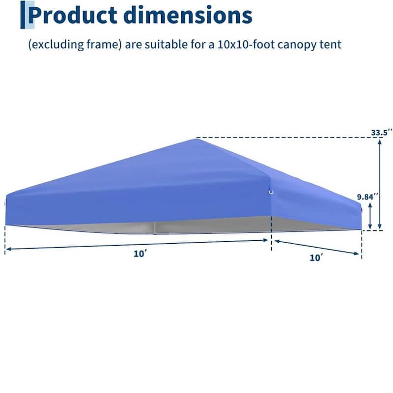 10x10ft Waterproof Pop Up Canopy Tent Replacement Top for Outdoor Garden Patio Sun Shade (Top Only) - N/A