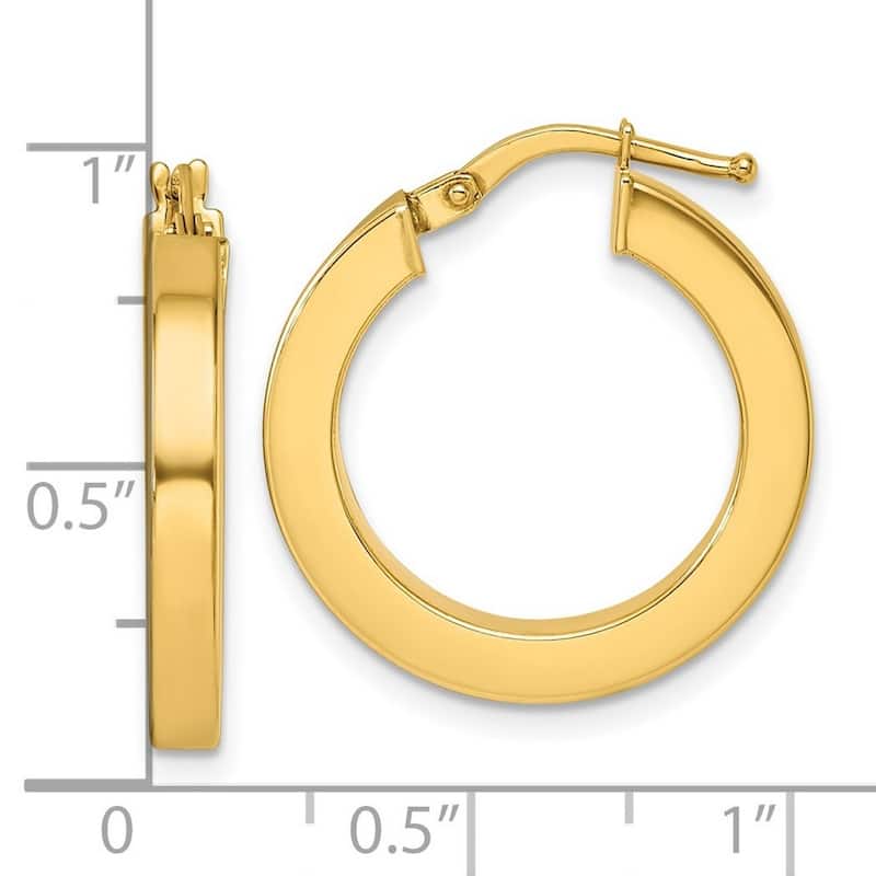 Curata 14k Yellow Gold Polished Square Tube Hoop Earrings - 22.3x21.4mm