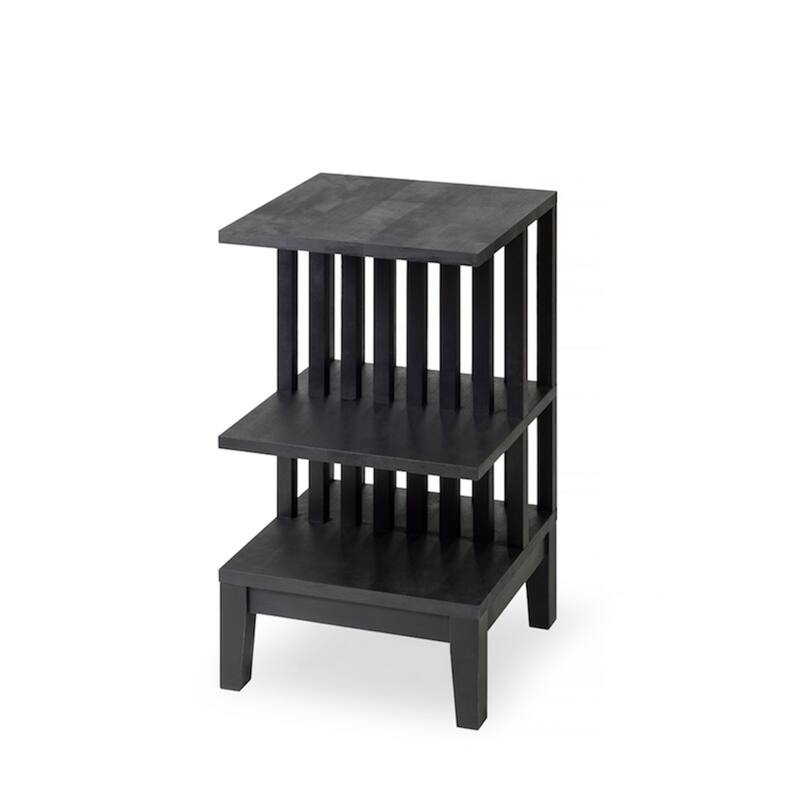 Black Solid Beech Wood Nightstand for Bedroom