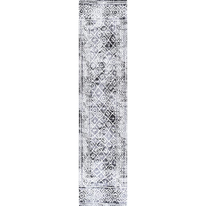 JONATHAN Y Illi Moroccan Geometric Distressed Area Rug - 2 X 8