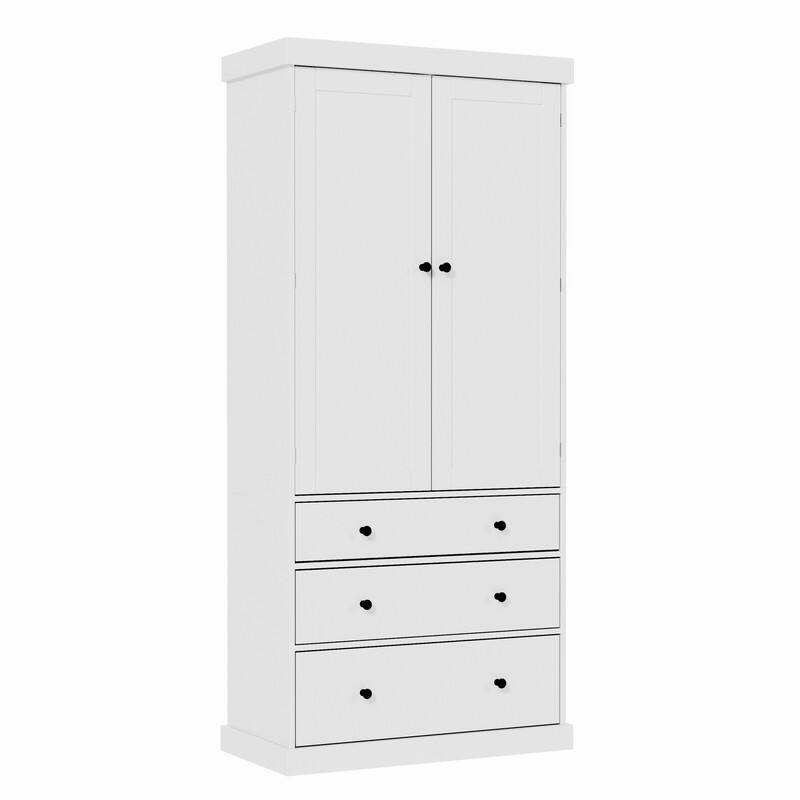 Farmhouse 77" Kitchen Pantry Storage Cabinet with Adjustable Shelves and Multiple Door Shelves