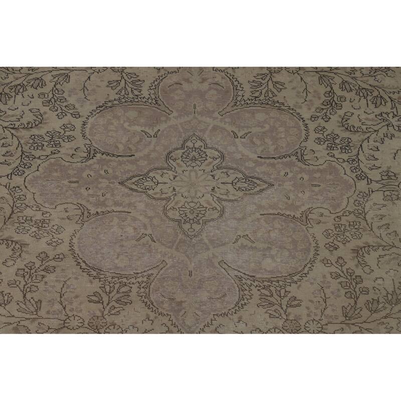 Distressed Tabriz Vintage Rug Hand-Knotted Oriental Wool Carpet - 9'9" x 12'6"