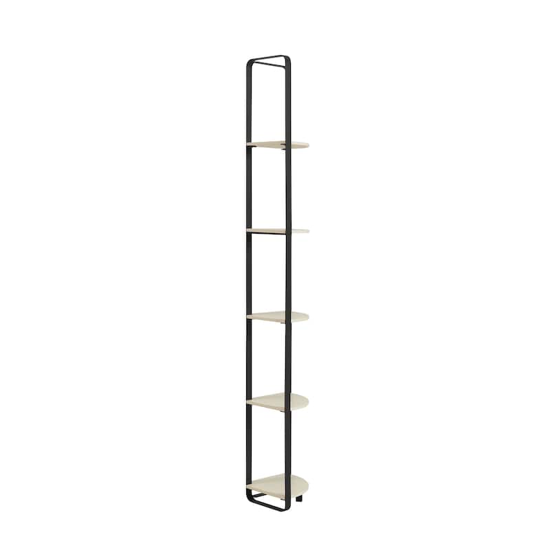 Furniture of America Elowen Modern 5-Shelf Corner Bookcase with Flat Metal Legs