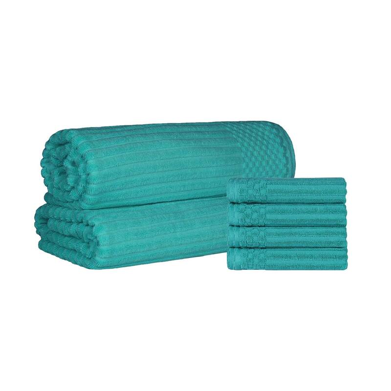 Ribbed Cotton Absorbent Heavyweight Hand Towel and Bath Sheet Set by Superior