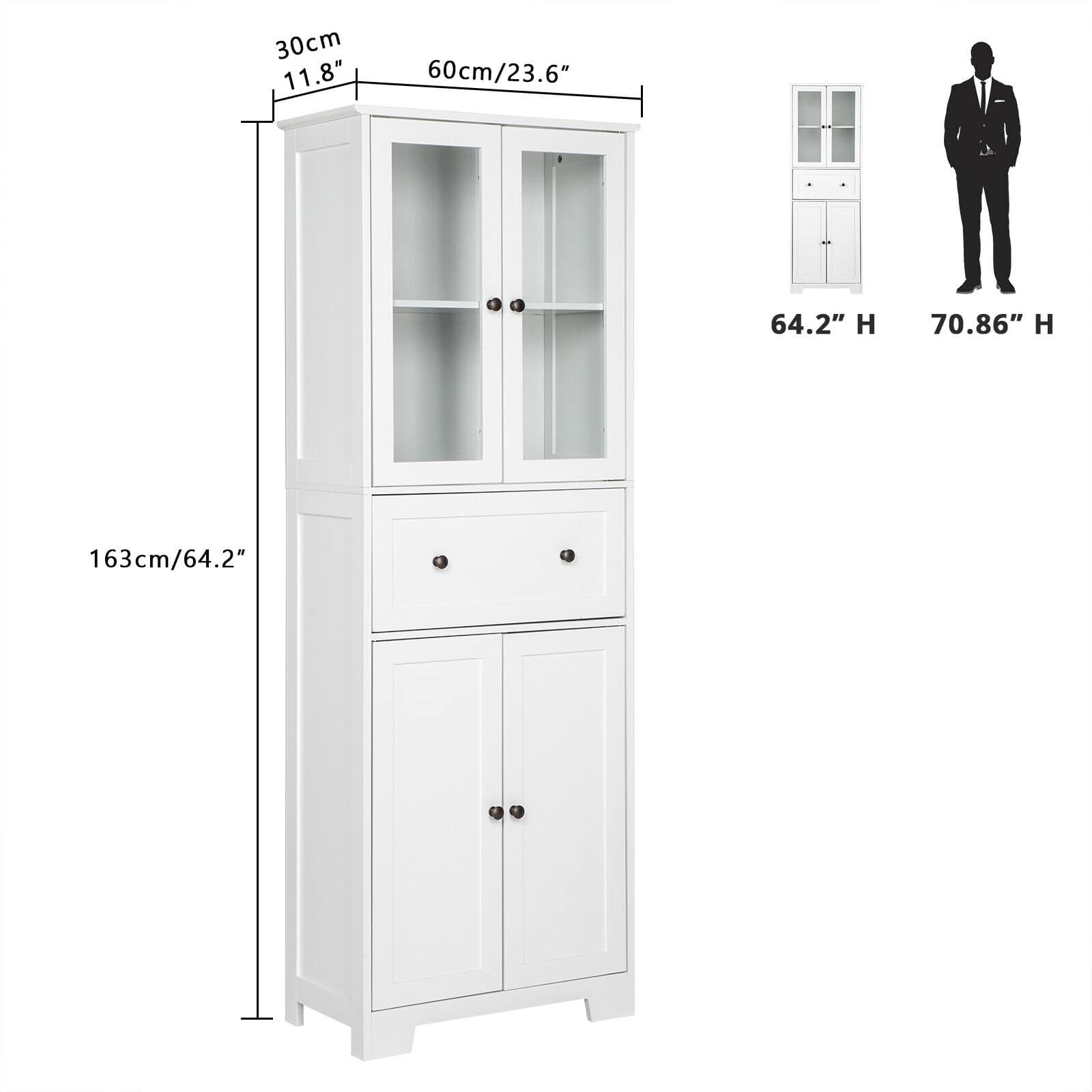 4 Doors Tall Storage Cabinet Kitchen Pantry Cupboard Organizer - On ...