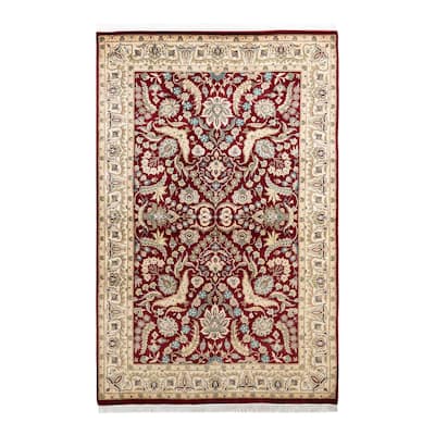 Overton Mogul One-of-a-Kind Hand-Knotted Area Rug - Red, 4' 2" x 6' 4" - 4' 2" x 6' 4"