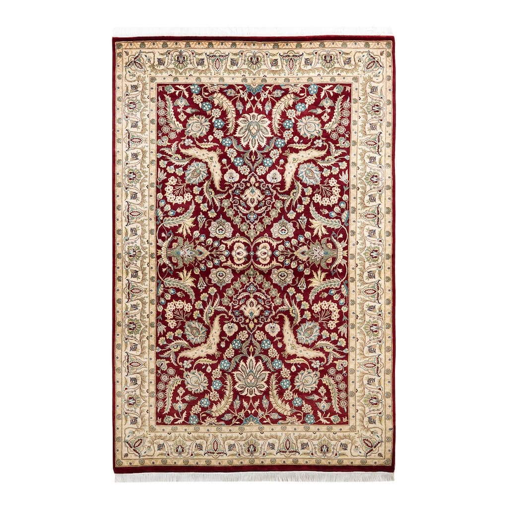 Overton Mogul One-of-a-Kind Hand-Knotted Area Rug - Red, 4' 2" x 6' 4" - 4' 2" x 6' 4"