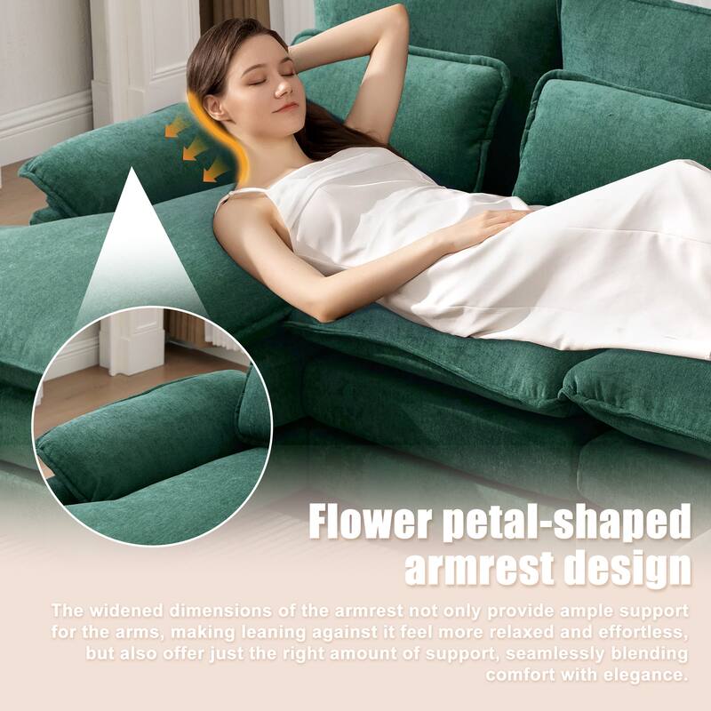 GDFStudio - U Shaped 110" Chenille Modular Cloud Sectional Couches