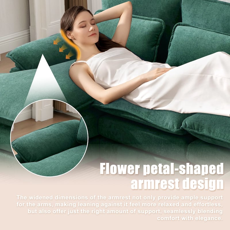 HOMEFUN Chenille Upholstered U-Shaped Modular Wood Frame Sleeper Sectional Sofa with Double Chaise