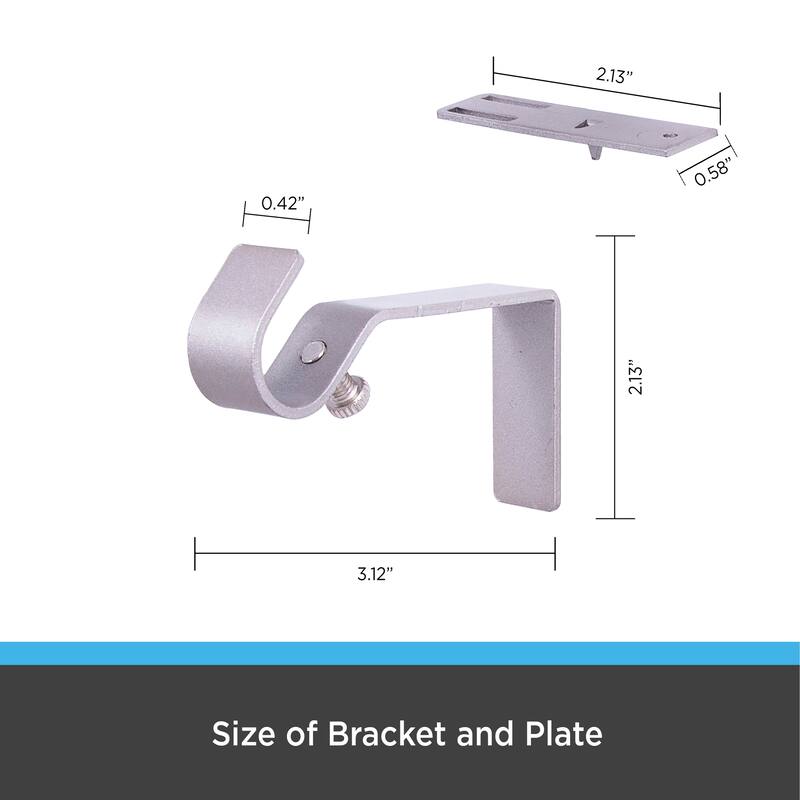 Kenney® Fast Fit™ 5/8" No Measure Curtain Rod Brackets, Set of 2, Brushed Nickel