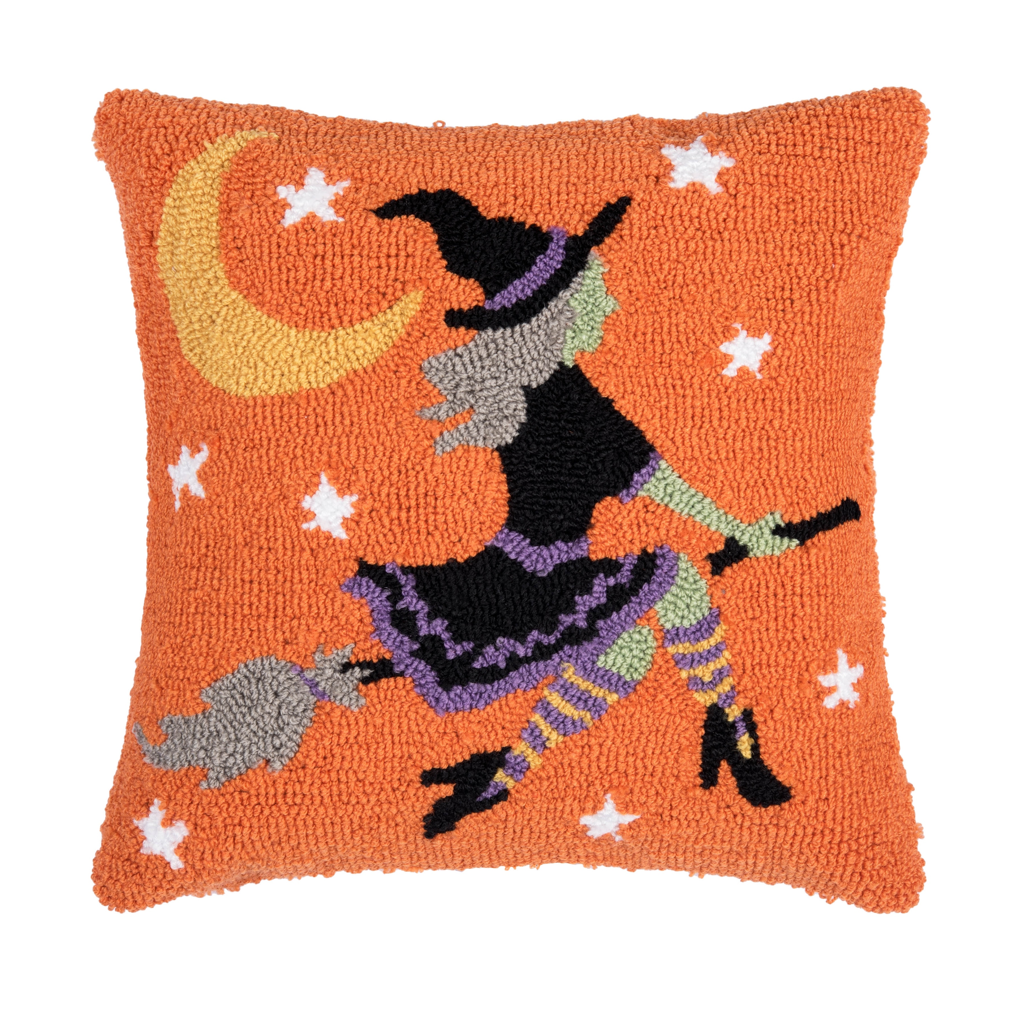 Witch Moonlight Hooked Throw Pillow 16" x 16"