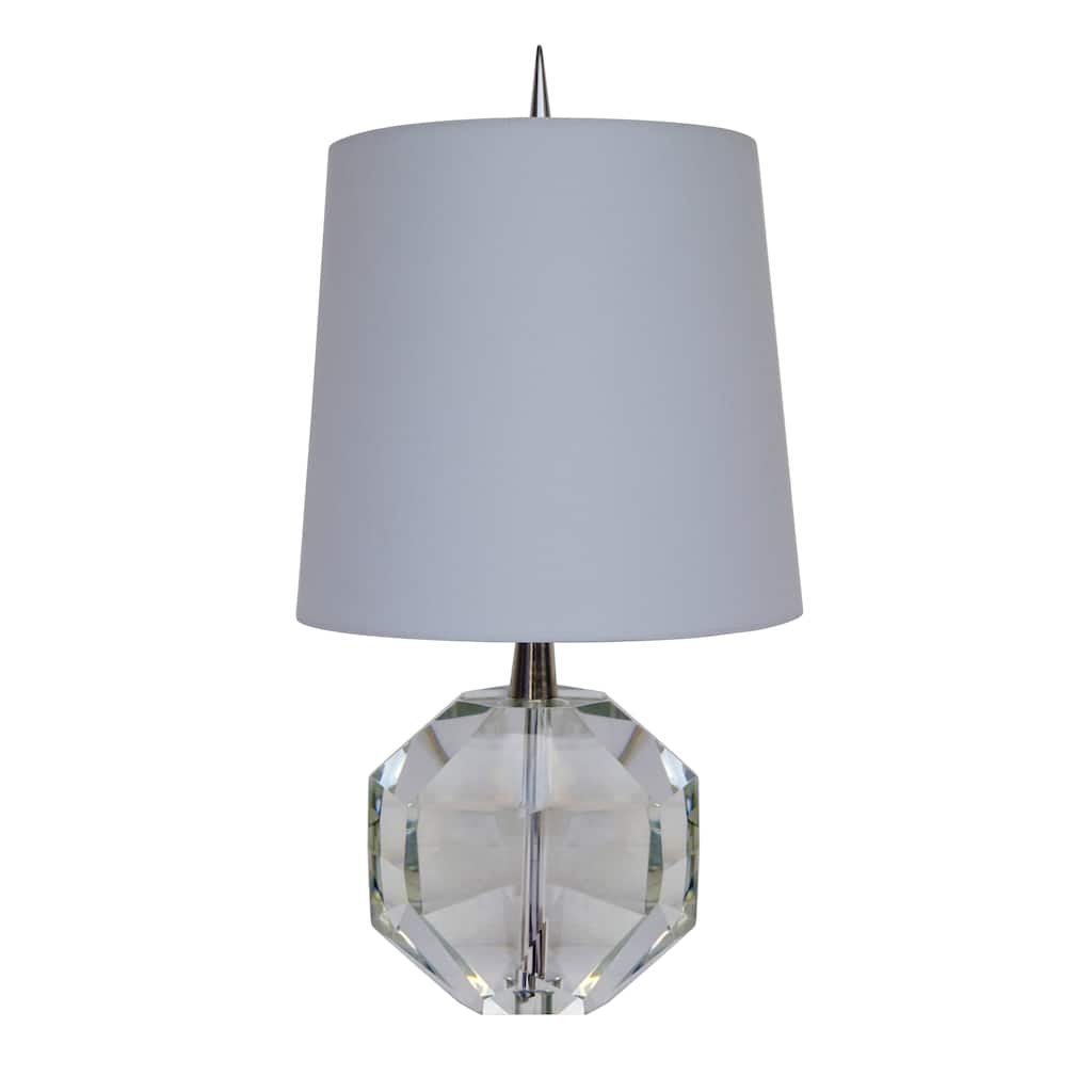 1 Light Clear Crystal Base Table Lamp With White Shade