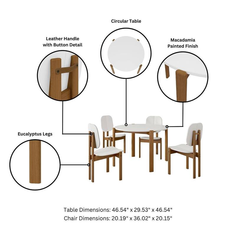 Manhattan Comfort Mid-Century Gales Round Dining Table Set