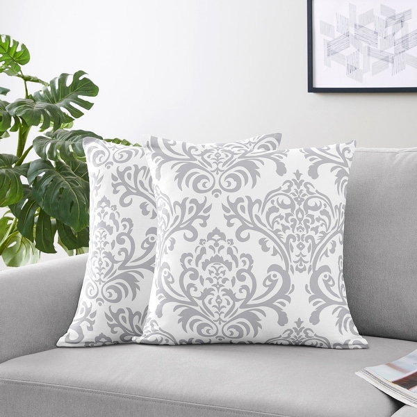 Sweet Jojo Designs Gray and White Damask Skylar Collection Decorative Accent Throw Pillows Set of 2 Bed Bath Beyond 12777721