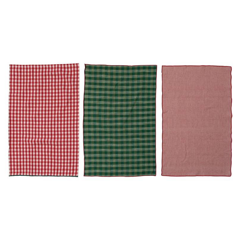 Woven Cotton Tea Towels, Set of 3