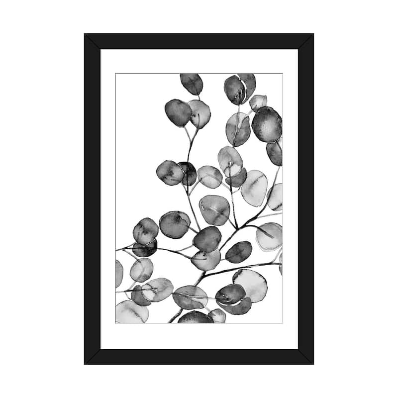 iCanvas "Eucalyptus Watercolor Black And White" by Monika Strigel PFA - Black - 32x24x1
