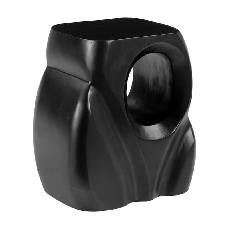 HomeRoots 16" Black Solid Wood Abstract Figurine End Table - 15' X '15.7' X '10
