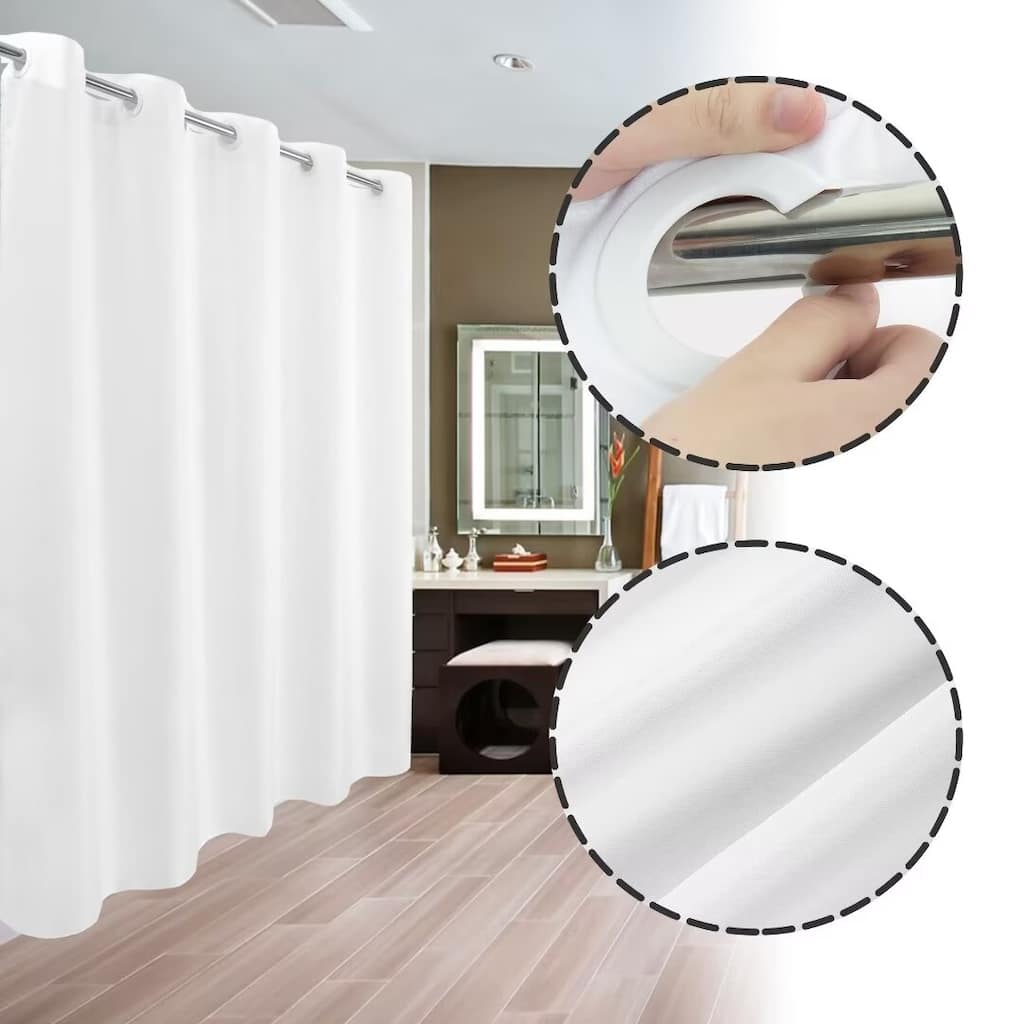 Water Repellent Shower Curtain No Hooks Required