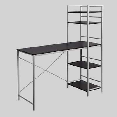 48" Modern Computer Desk with 4 Storage Shelves, Contemporary Design for Home Office, Laptop and Work