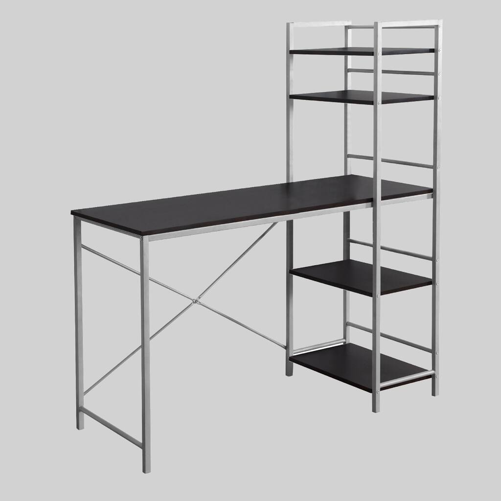48" Modern Computer Desk with 4 Storage Shelves, Contemporary Design for Home Office, Laptop and Work