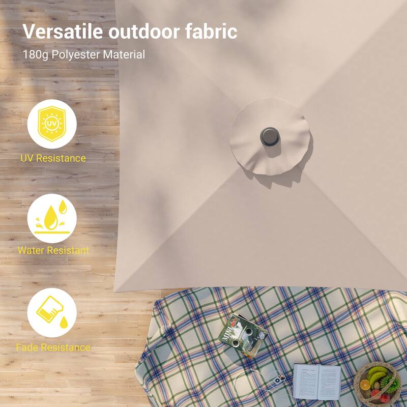 BONOSUKI 6.5x6.5Ft Patio Market Umbrella Weather-Resistant Frame