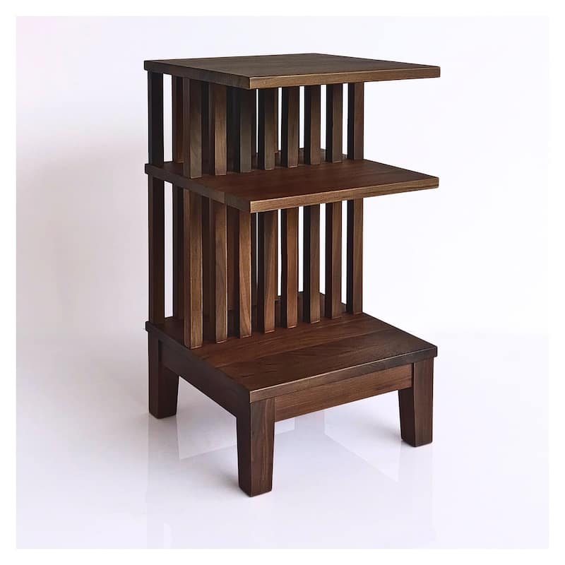 Dark Walnut Hardwood Nightstand Side Table End Table - Unique Scandinavian Design - Walnut - No Drawers
