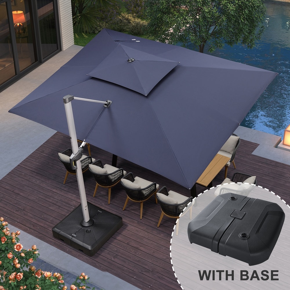 PURPLE LEAF 10 x 13ft Outdoor Rectangle Large Cantilever Umbrella with Base