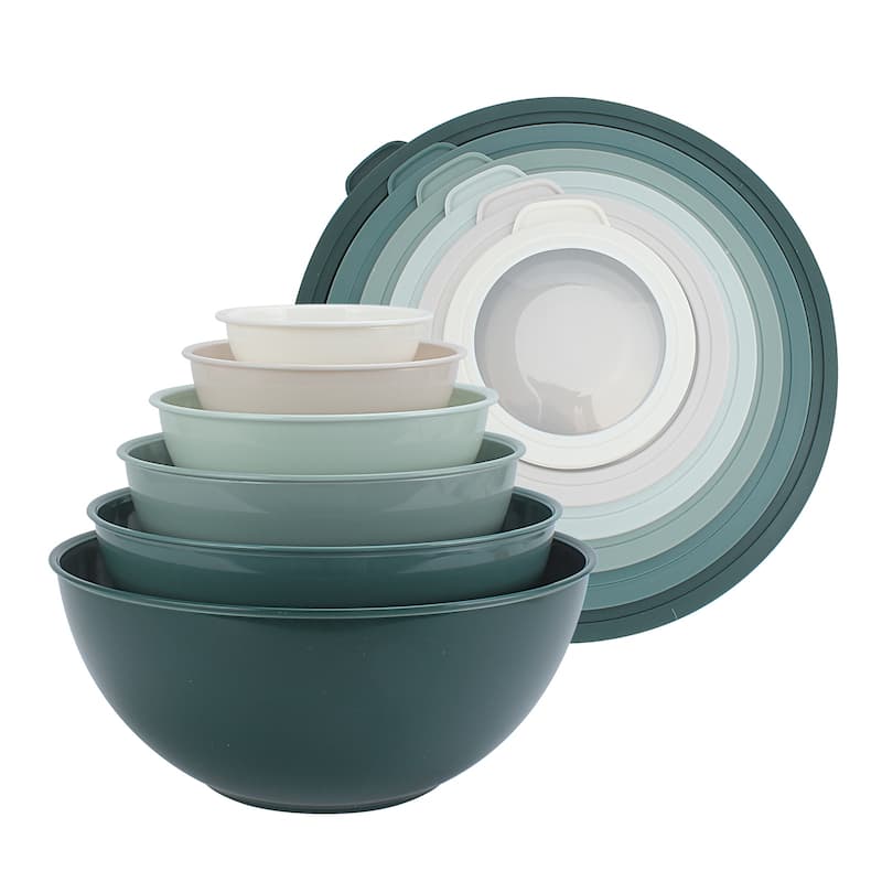 COOK WITH COLOR - 12 Piece Plastic Nesting Bowls - 6 Prep Bowls and 6 Lids, Microwave Safe