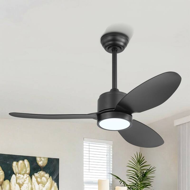 MLiAN 42 in 3 ABS Blades Indoor and Outdoor Ceiling Fan with Integrated LED and Remote Downrod