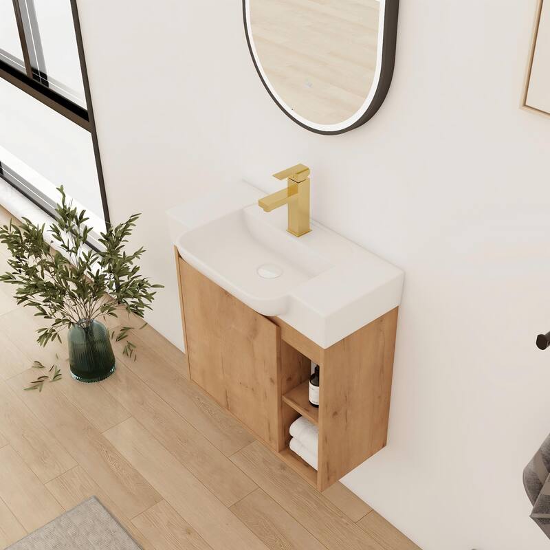 Bathroom Vanity With Sink In 24/28 Inch, Floating Bathroom Vanity With Soft Close Door