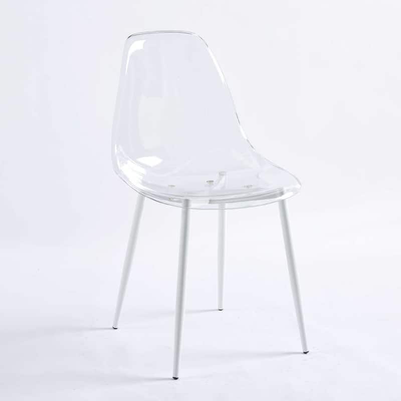 19.68 in.W Dining Chair Set of 4 Metal Leg Plastic Seat