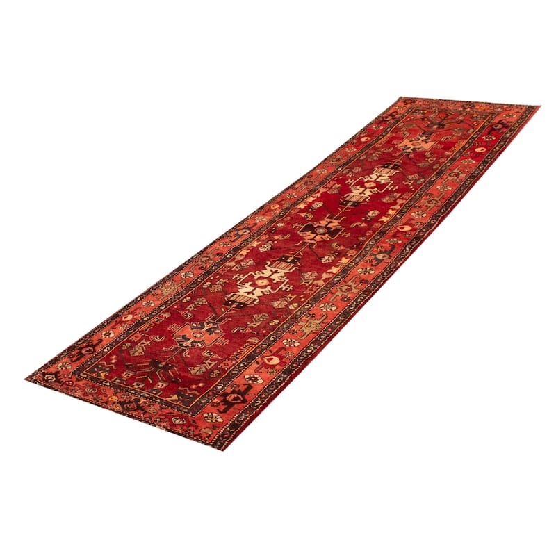 ECARPETGALLERY Hand-knotted Anadol Dark Red Wool Rug - 3'5 x 10'10