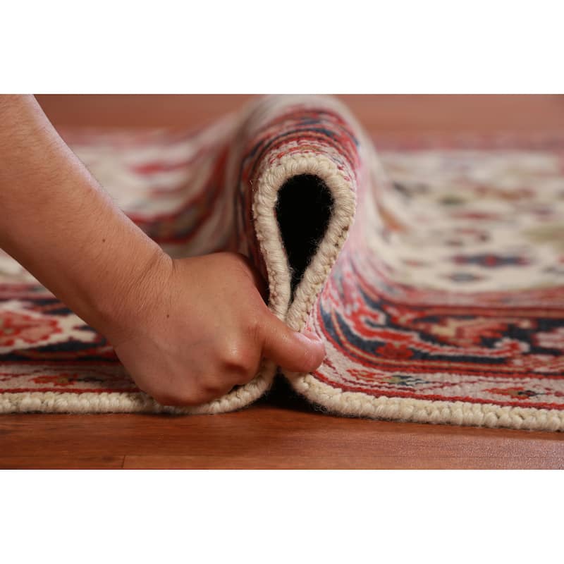 Hand Knotted Oriental 100% Wool Carpet Transitional Geometric Beige & Ivories Oushak Area Rug - 9' 1'' X 5' 11''