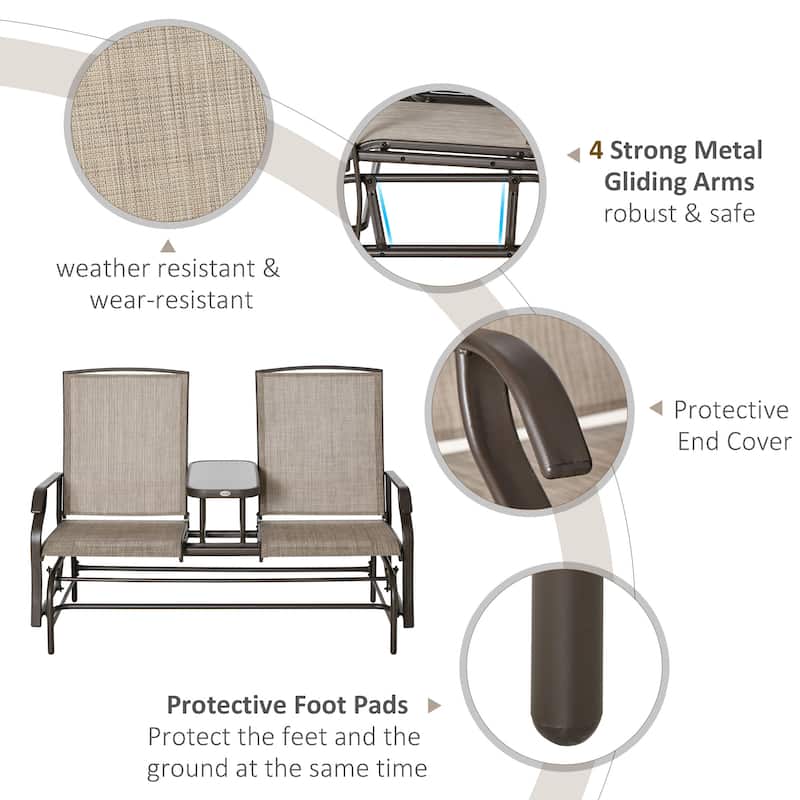 Outsunny Steel/Fabric 2-person Outdoor Swing Glider