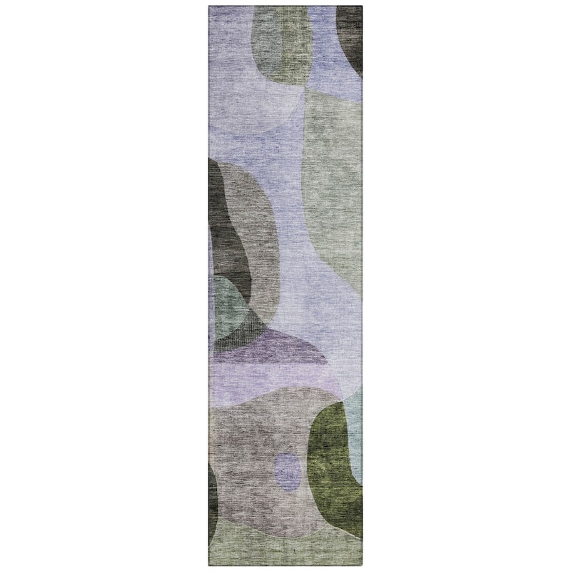 Machine Washable Indoor/ Outdoor Abstract Contemporary Chantille Rug