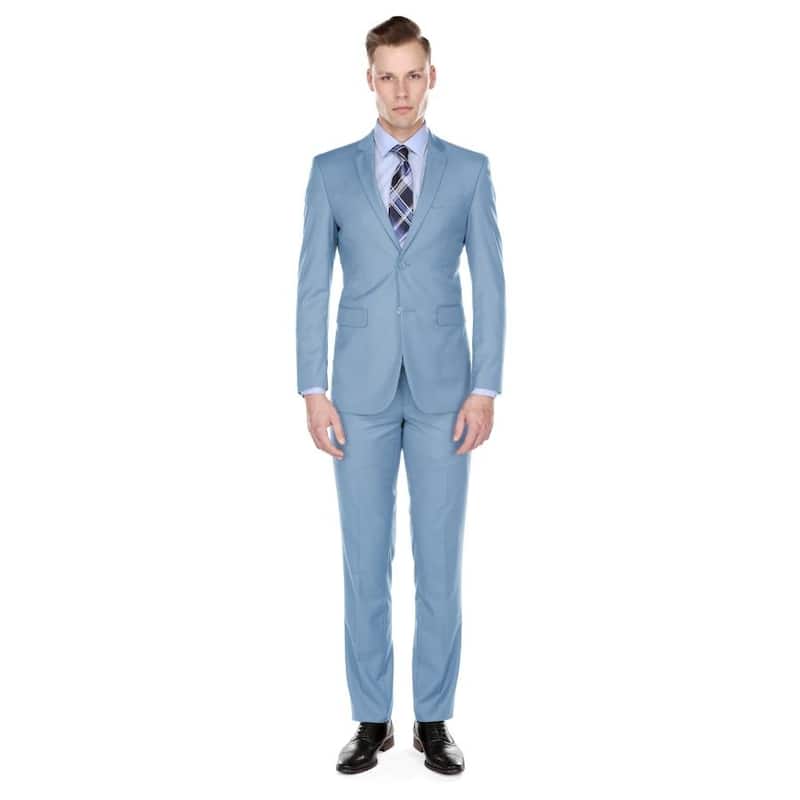 Braveman Men's Formal Two Piece 2-Piece Slim Fit Cut Suit Set - Baby Blue - 44R
