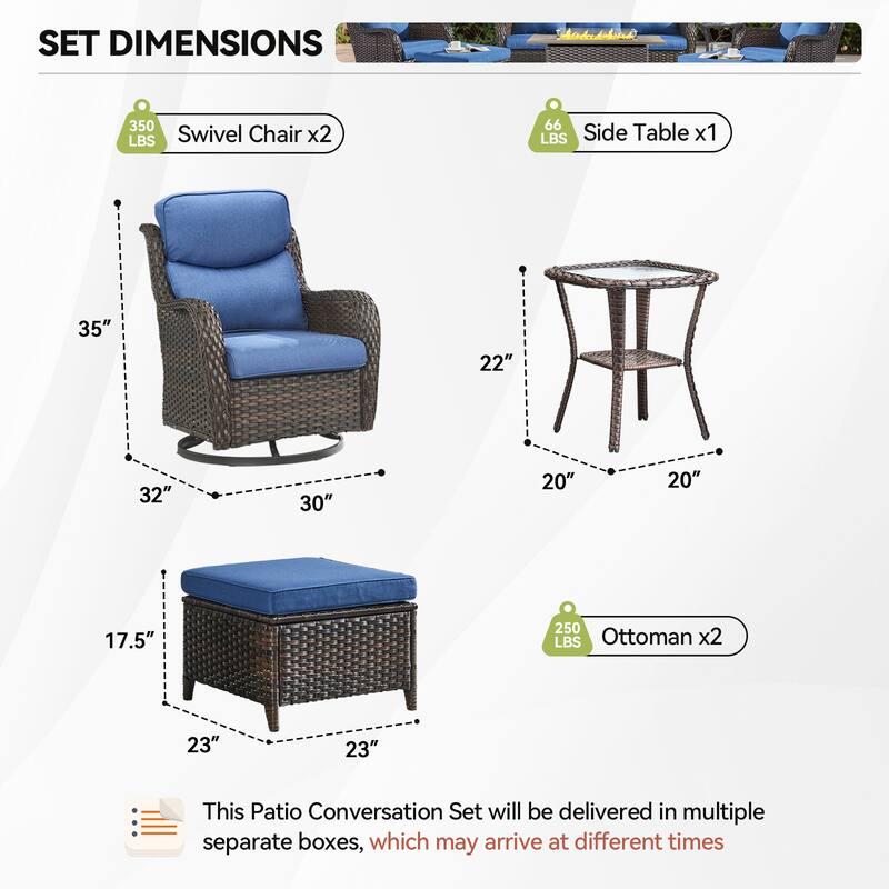 Pocassy Outdoor Swivel Chairs Patio Furniture Set
