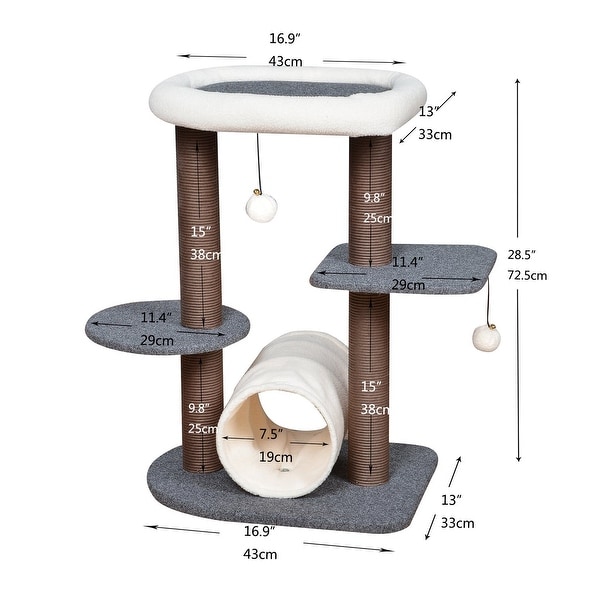 Catry Cat Tree Cat Tower for Activity with Tunnel and Toy Ball