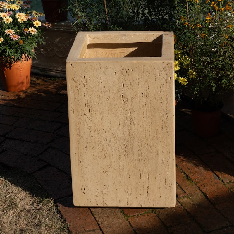 MGO Handmade Rectangle Planter Box, 19'.75'H, Travertine