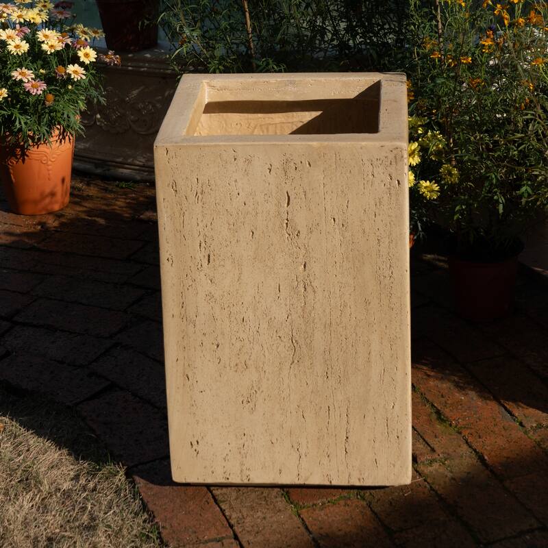 Roomfitters MGO Rectangle Planter Box, 19.75'' Tall Handmade Outdoor Garden Pot for Patio, Balcony & Entryway, Antique Brown