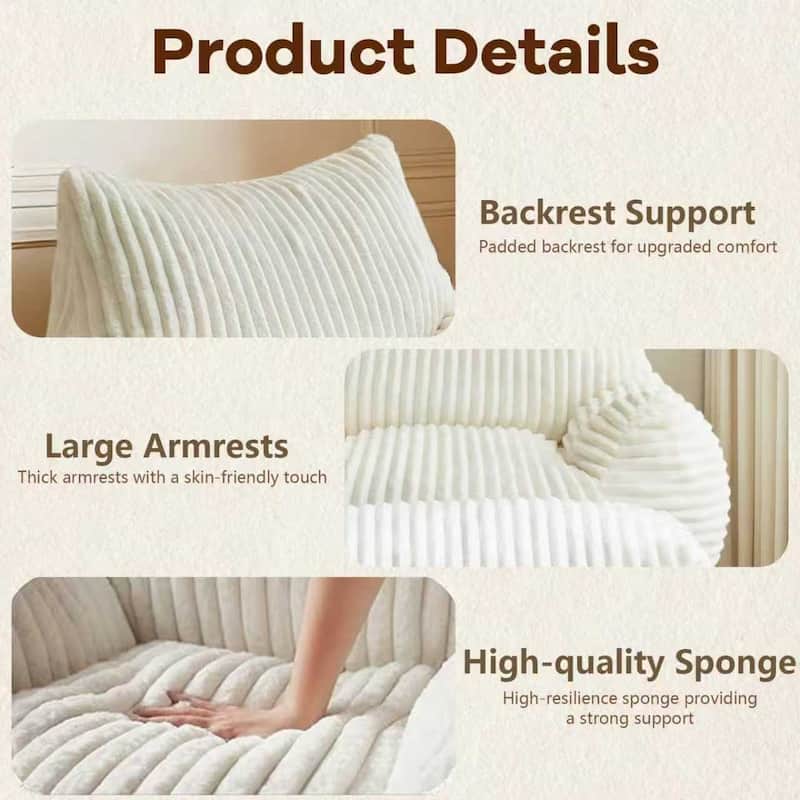 Suede Sofa Chair with Ottoman - 5-Zone Support & Compact Boxed Delivery