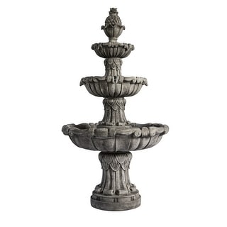 XBrand 58.3" Leaf Classic Bird bath Water Fountain, 3-Tier, Outdoor Garden, With Pump, Resin, Gray