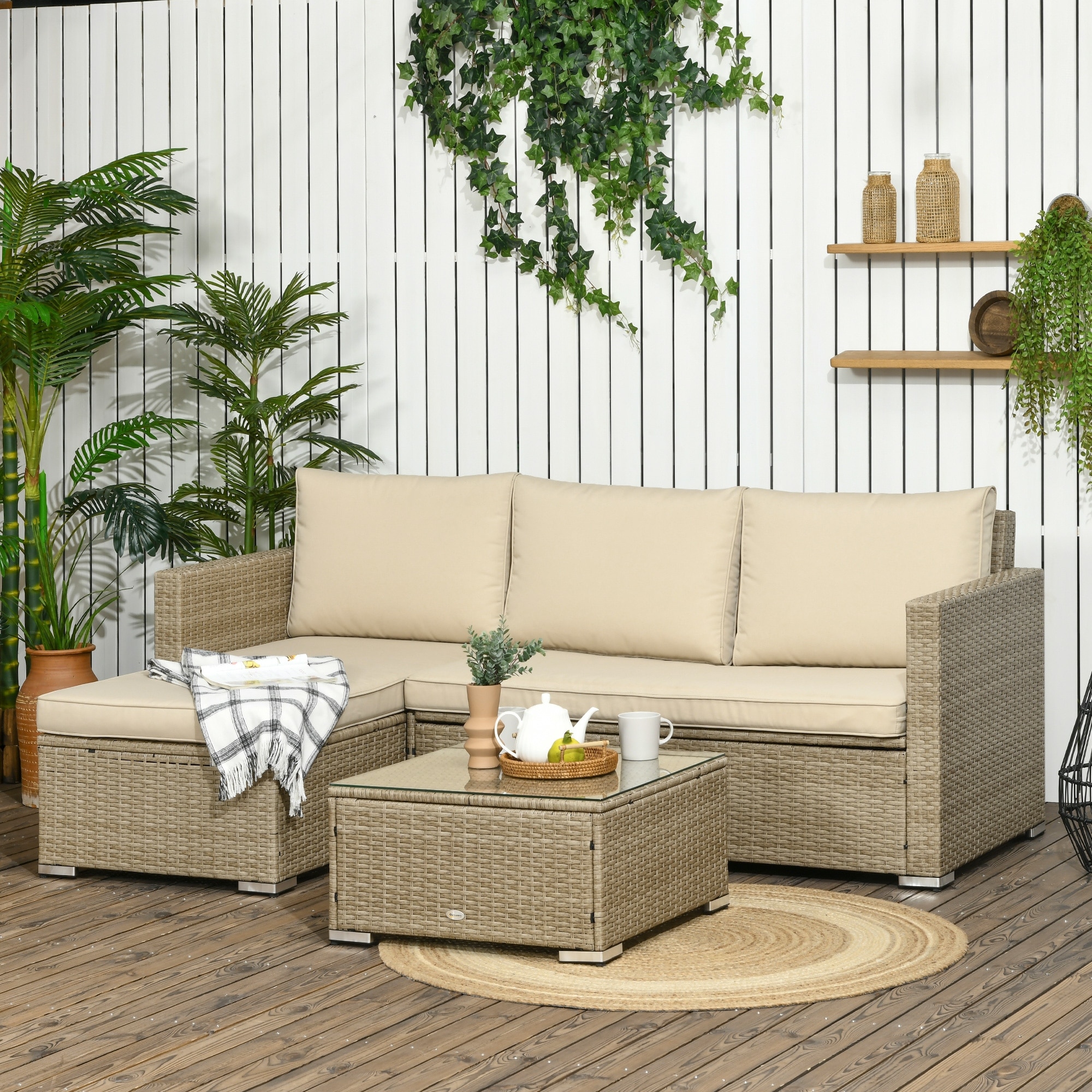 Outsunny 3 piece deals rattan