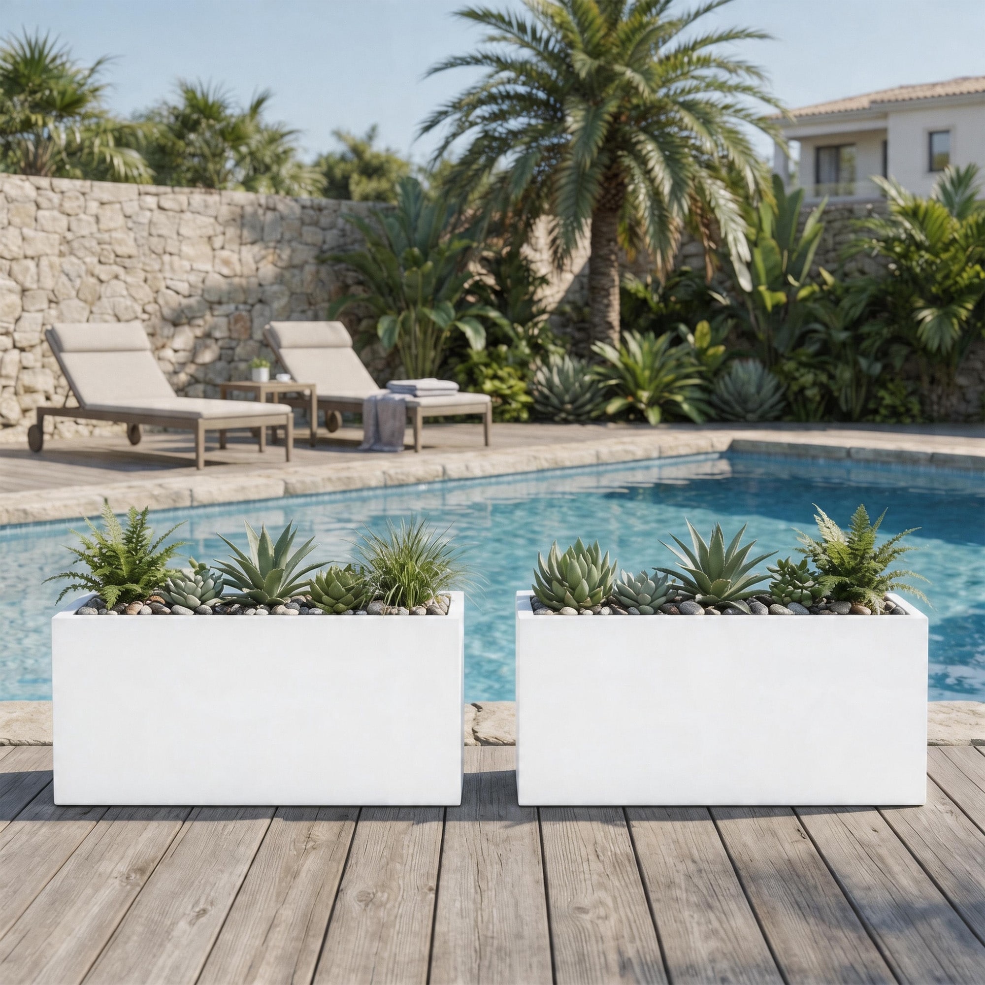 Outdoor Rectangular Galvanized Metal Planter Box for Patio and Garden