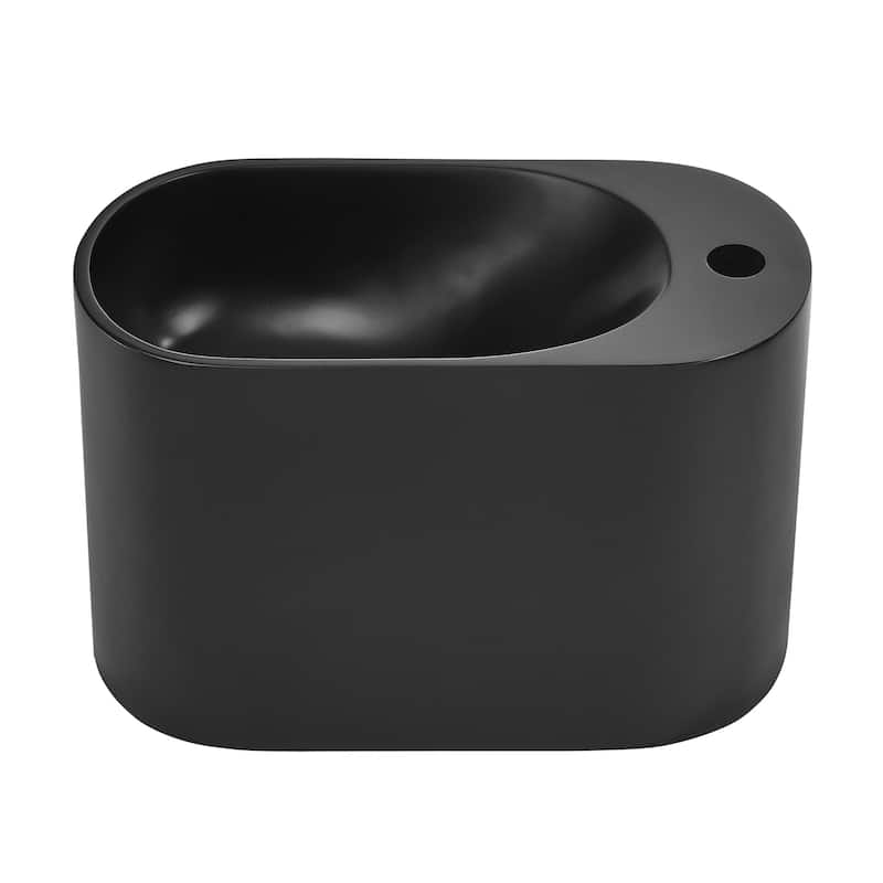 Arezzo 17.5" Right Side Faucet Wall-Mount Bathroom Sink In Black - 17.8" x 8.65" 11.65"