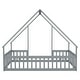 preview thumbnail 49 of 49, Wood House-Shaped Full Floor House Bed with Fence,Guardrails,Kids and Baby