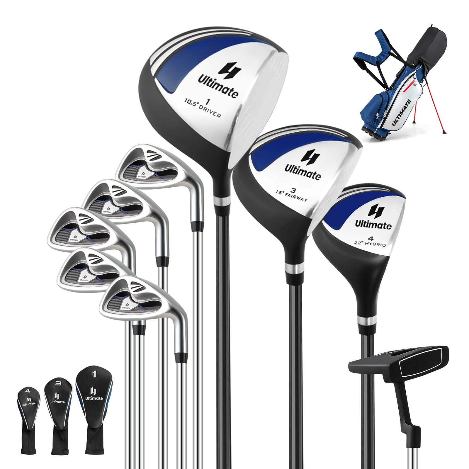 Costway Men's Complete Golf Clubs Package Set 10 Pieces Includes