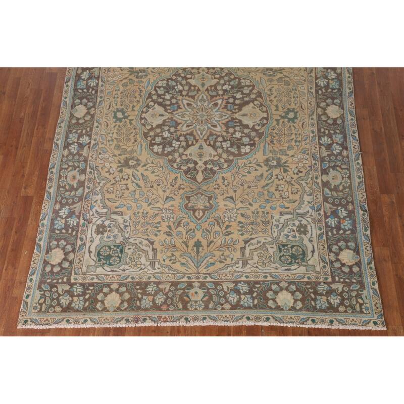 Traditional Tabriz Persian Vintage Area Rug Handmade Wool Carpet - 6'8"x 9'5"