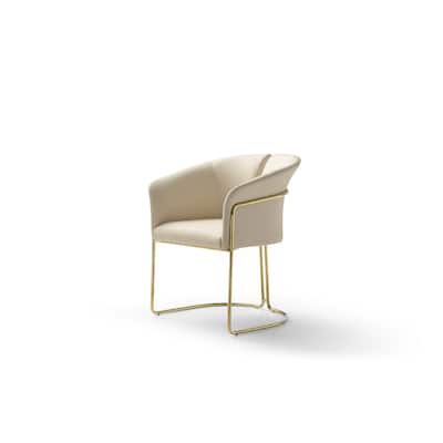 Modrest Renfew Modern Beige Vegan Leather & Champagne Gold Dining Chair